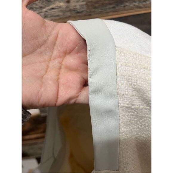 Chico's NWT defects Asymmetrical Moto Jacket Ivory Wheat Fabric Mix sz 1 M - Picture 10 of 12